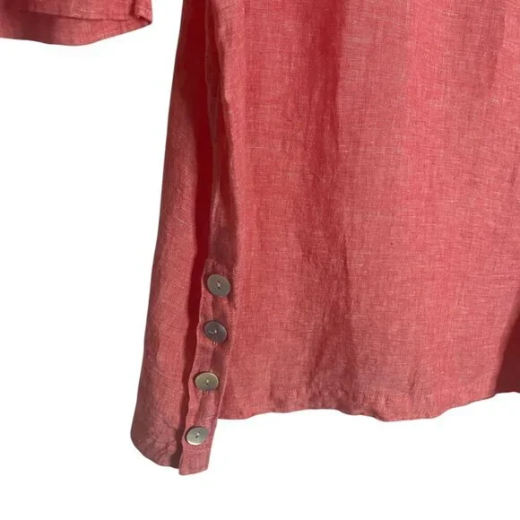(2) Tahari linen tunic tops blouse 3X blue/peach women's NEW - Picture 14 of 16